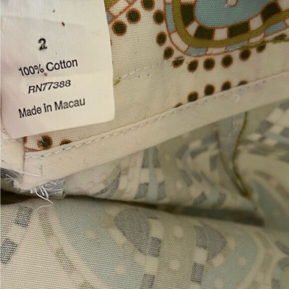 J. Crew Cream Green Paisley Cotton Mini Skirt Size 2 - Picture 7 of 9